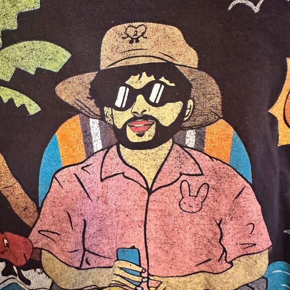 Bad Bunny M 2022 Tour Concert T-shirt Black Tour Dates - Picture 7 of 8